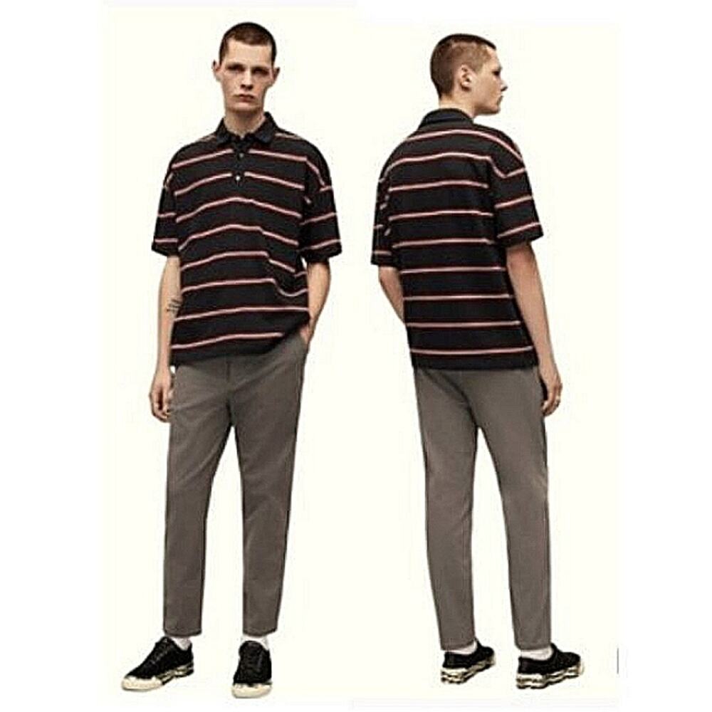 All Saints Chino Pant 28x39 KHAKI Slim Fit Mid Rise BUTTON FLY Quiet Luxury $168